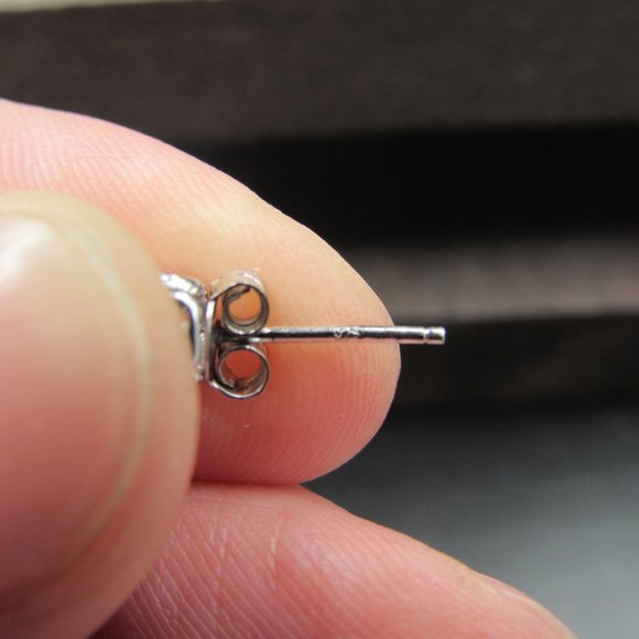 Sterling Ornate Oval Blue Topaz Stud Earrings - Picture 5 of 7